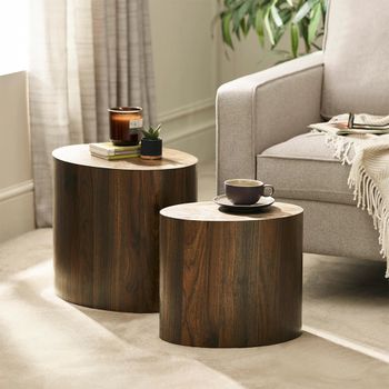 Toba Walnut Oval Nest of Tables - Set of 2