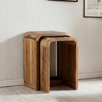 Aspen Reclaimed Wood Industrial Nest of Tables - Set of 2