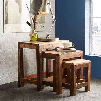 Coastal Reclaimed Wood Nest of Tables - Set of 3