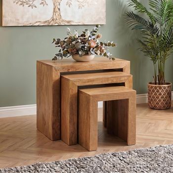Dakota Light Mango Wood Nest of Tables - Set of 3