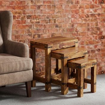 Jali Sheesham Wood Nest of Tables - Set of 3