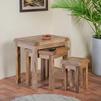 Odisha Solid Mango Wood Nest of Tables - Set of 3
