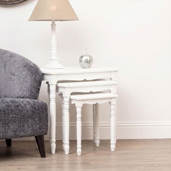 Hendra White Wood Nest of Tables - Set of 3