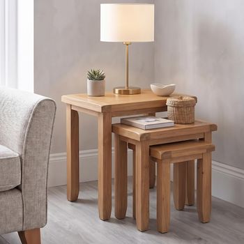 Melbourne Country Rustic Oak 3 Tier Nest of Tables