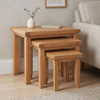 Melbourne Natural Oak 3 Tier Nest of Table