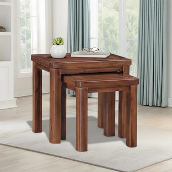 Andorra Dark Acacia Wood Nest of Tables - Set of 2