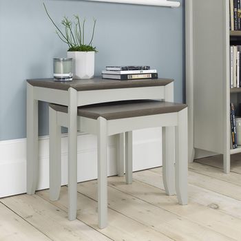 Bergen Grey Washed Oak and Soft Grey Nest of Lamp Tables