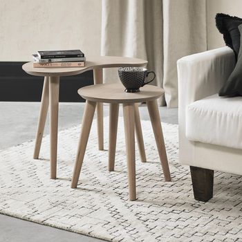 Set of 2 Dansk Scandi Oak Nest of Lamp Tables