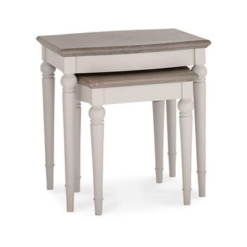 Montreux Nest of Lamp Tables Grey Washed Oak and Soft Grey