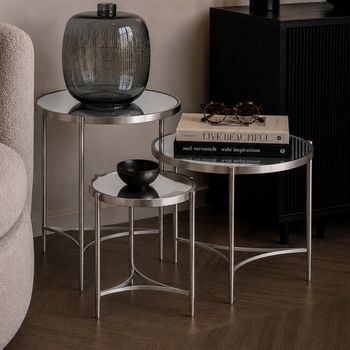 Brookville Silver Mirrored Nest of Tables - Set of 3