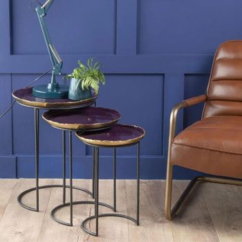 Clearance - Agate Black Metal and Enamel Painted Nest of Tray Tables