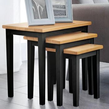 Cleo Black and Oak Nest of Tables - Set of 3