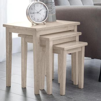 Cleo White Washed Nest of Tables - Set of 3
