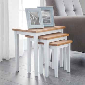 Cleo White and Oak Nest of Tables - Set of 3