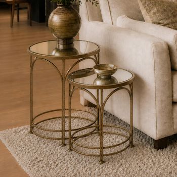 Ethan Antique Gold Nest of Tables - Set of 2