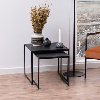 Infinity Black Marble Effect Square Nest of Tables - Set of 2