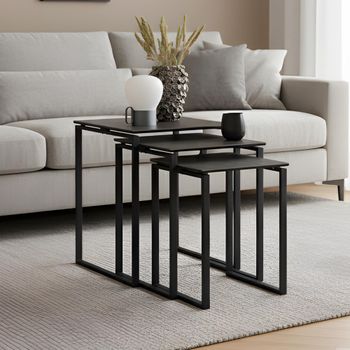 Katrine Black Ceramic Nest of Tables - Set of 3