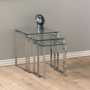 Katrine Clear Glass Nest of Tables - Set of 3
