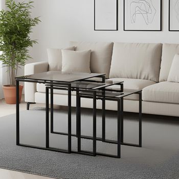 Katrine Smoked Glass Nest of Tables - Set of 3