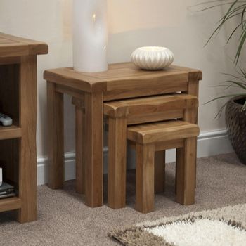 Rustic Oak Nest of Tables - Set of 3
