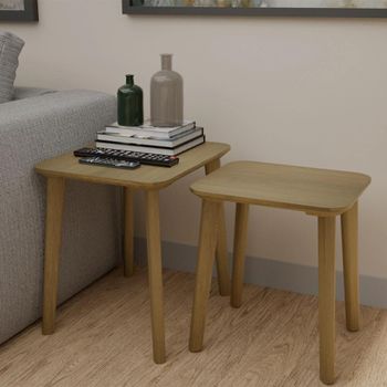 Scandic Oak Nest of Tables - Set of 2