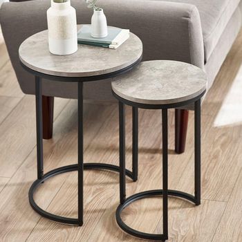 Staten Concrete Round Nest of Tables - Set of 2