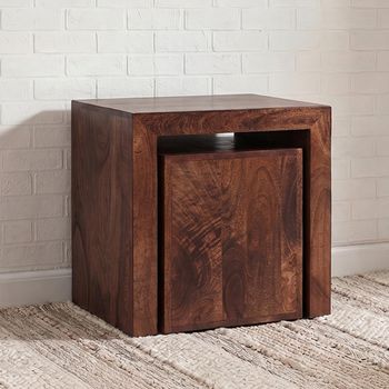 Dakota Dark Mango Wood Cubed Nest of Tables - Set of 2