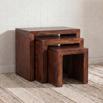 Dakota Dark Mango Wood Nest of Tables - Set of 3