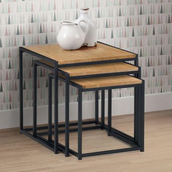 Tribeca Oak Nest of Tables - Set of 3
