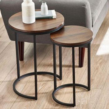 Tribeca Walnut Round Nest of Tables - Set of 2