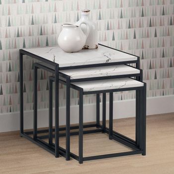 Tribeca White Marble Effect Nest of Tables - Set of 3