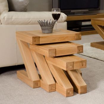 Z Designer Oak Nest of Tables - Set of 3