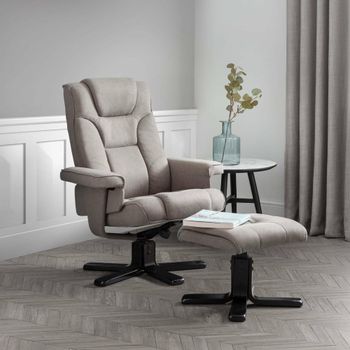 Malmo Grey Fabric Swivel Recliner Chair with Footstool
