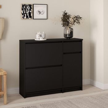 Naia Matt Black 3 Door 1 Drawer Shoe Cabinet