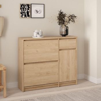 Naia Oak 3 Door 1 Drawer Shoe Cabinet