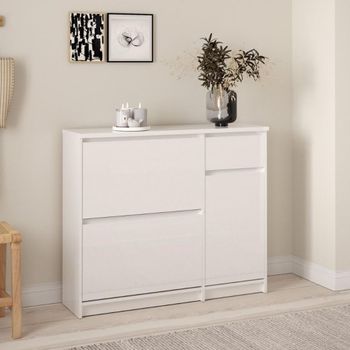 Naia White Gloss 3 Door 1 Drawer Shoe Cabinet