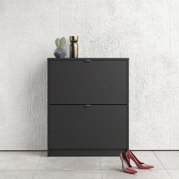 Black 2 Drawer Shoe Cabinet