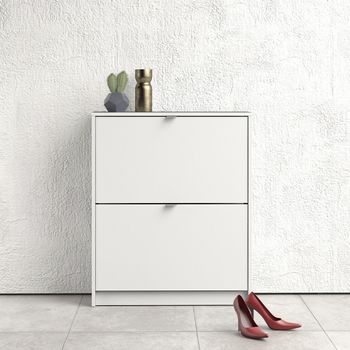 White 2 Drawer Shoe Cabinet