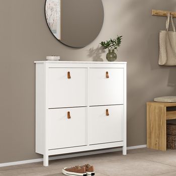 Barcelona White 4 Drawer Shoe Cabinet
