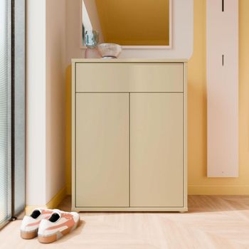 Alice Springs Butter Yellow 2 Door 1 Drawer Compact Shoe Cabinet