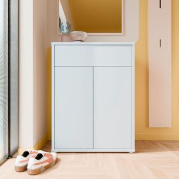 Alice Springs Light Grey 2 Door 1 Drawer Compact Shoe Cabinet