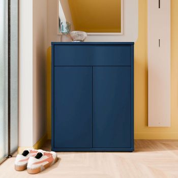 Alice Springs Night Blue 2 Door 1 Drawer Compact Shoe Cabinet