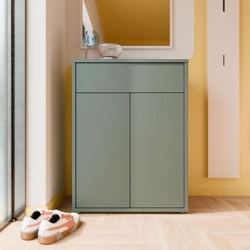 Alice Springs Sage Green 2 Door 1 Drawer Compact Shoe Cabinet