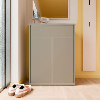 Alice Springs Taupe 2 Door 1 Drawer Compact Shoe Cabinet