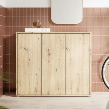 Alice Springs Artisan Oak 3 Door Shoe Cabinet