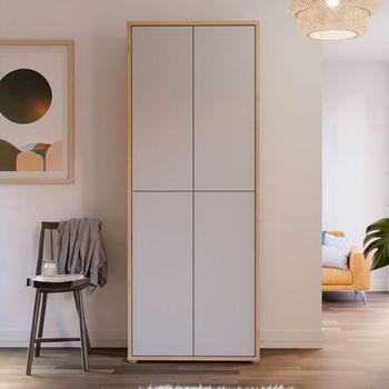Alice Springs Artisan Oak and Light Grey 4 Door Shoe Cabinet