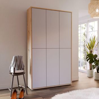 Alice Springs Artisan Oak and Light Grey 6 Door Shoe Cabinet