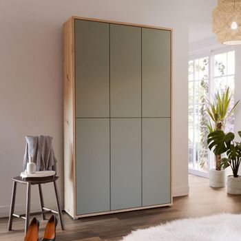 Alice Springs Artisan Oak and Sage Green 6 Door Shoe Cabinet