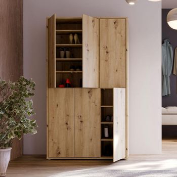 Alice Springs Artisan Oak 6 Door Shoe Cabinet