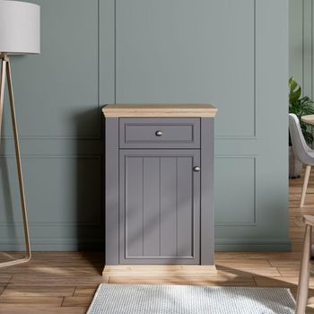 Pontypool Dark Grey and Light Oak 1 Door 1 Drawer Shoe Cabinet